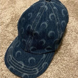 Marine Serre Denim Cap with Crescent Detail